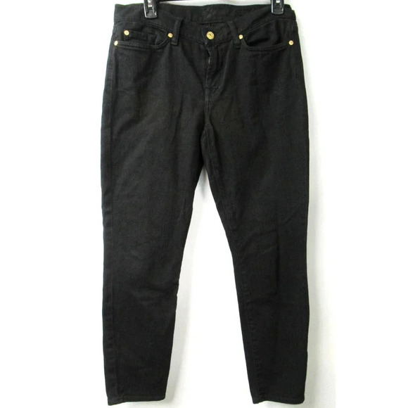 7 For All Mankind Denim - 7 For All Mankind Skinny Jeans Cropped Gwenevere Black Wash Women Size 28